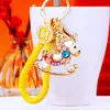 Chaveiro de Carro Pônei do Zodíaco Cravejado de Diamantes Estilo Chinês Metal Pingente de Bolsa para Homens e Mulheres Anel de Chaveiro Presente