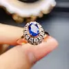 Anillo de Zafiro Natural Popular al por Mayor de Fábrica Plata S925 Incrustado con Piedra Principal 5*7 Fábrica de Joyería de Lujo Venta Directa