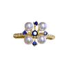 Accesorios DIY S925 plata esterlina lujo ligero anillo de perlas con diamante azul soporte vacío accesorios soporte para anillo hecho a mano abertura 4-5