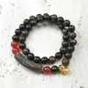 Pulsera estilo palacio oro nanyuan cuentas redondas diy garra de gato doble anillo jade Hetian para hombre y mujer simple Mori al por mayor