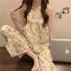 Pijama de tirantes nuevo de verano para mujer, retro, estampado de flores pequeñas, celebridad de internet, ropa de casa para mujer, conjunto, voz temblorosa, transmisión en vivo, venta al por mayor