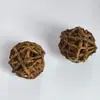 Pelota de Rama de Sauce Natural Personalizada con Piel, Set de Mordedores para Mascotas, Pelota de Hierba para Aliviar el Aburrimiento, Pelota de Paja Vegetal Tejida a Mano
