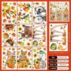 Adesivos de vidro autoadesivos de outono para o Dia de Ação de Graças, decoração de parede de fundo de quarto com gato animal de desenho animado de outono
