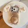 Adecuado para Apple 17Promax Estuche para Teléfono Móvil Iphone13 con Lazo de Lunares Peluche Apple 14/15/16/18