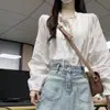 Camisa Blanca de Cuello en V con Lazo para Mujer, Nueva Camisa Estilo Francés 2026, Hermoso Top de Manga Larga con Sentido del Diseño