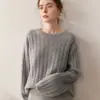 Estilo Novo Outono e Inverno Malha de Moda Plus Size Gola Redonda Luxo Leve Suéter de Cashmere Trançado Pulôver Solto e Casual
