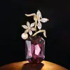 Broche de Cristal Estilo Europeo y Americano, Broche de Flor Incrustada de Diamantes Perla de Agua Dulce, Accesorio para Vestido de Banquete de Lujo Ligero