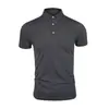 Camisa Polo Masculina de Verão Cor Sólida Manga Curta Top Camisa Casual de Negócios Camisa Gola Alta Manga Curta Tamanho Grande Masculino Atacado