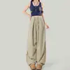 Pantalones Cargo Casuales Sueltos de Streetwear de Nicho para Mujer Caqui Cintura Alta Adelgazantes Nuevos Delgados Pierna Ancha Secado Rápido Pantalones Paracaidistas