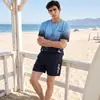 Camiseta de Manga Corta con Degradado de Verano para Hombre Traje Casual Tendencia Top para Estudiante Juventud Seda de Hielo Pantalones Cortos Sueltos Traje