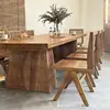 Mesa Grande de Tablero Sólido de Olmo Viejo Estructura de Ensambles de Caja y Espiga Escritorio de Oficina Mesa de Comedor Multi-Persona para el Hogar Combinación de Mesa y Sillas para Hotel B&B