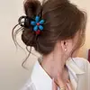 Pinza Grande de Garra de Gama Alta Modelo Nuevo 2026 Clip de Tiburón Azul Floral Accesorio para el Cabello Estilo Minimalista Negro