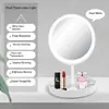 Espejo de escritorio para maquillaje con luz LED tricolor redondo ovalado cuadrado