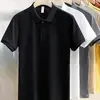Polo de hombre casual de verano de estilo japonés, sencillo, de color sólido, a rayas, entallado, de punto, a la moda, versátil, ligeramente maduro