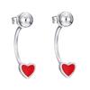 Mini Aretes Colgantes en Forma de Corazón Rojo Aretes Simples con Gota de Esmalte para Mujer Gancho Elegante para la Oreja Corea del Sur