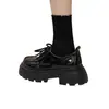 Sapatos de Couro com Solado Grosso Estilo Britânico para Mulheres 2026 Novo Outono Versátil Preto Loafers JK Sapatos Plataforma Tendência Ins