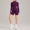 Conjunto de chaqueta de yoga transfronterizo, conjunto de top de manga larga con cremallera de secado rápido, conjunto de pantalones de yoga transpirables que absorben la humedad para deportes de running para mujer