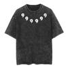 Playera Streetwear Anime Japonés Huo Sombra Dibujos Animados Vintage Lavado Negro Playera para Hombre Algodón Playera Hip-hop Holgada