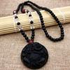 Colgante de obsidiana de imitación con diseño de dragón, marca Guan Gong, collar dominante para hombres, drenaje, pequeño regalo para amantes, collar al por mayor