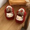 Zapatos de Algodón Lindos de Gato KT para Bebé de Dibujos Animados, Zapatos de Interior Cálidos con Forro de Terciopelo para Invierno, Zapatos para Niños Pequeños con Suela Suave Antideslizante, 1-3 Años
