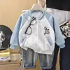 Jaqueta Baseball Raglan Infantil Estilo Primavera e Outono para Meninos e Meninas, Estampa de Pônei de Desenho Animado, Leão, Panda, Roupa Casual Infantil