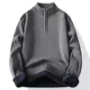 Suéter de Medio Cierre para Hombre Otoño Invierno 2026 Aterciopelado Grueso Cuello Semi Alto Tejido de Punto Pieza Única de Terciopelo Casual Capa Base para Hombre