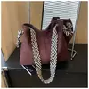 Comércio Exterior Transfronteiriço Mais Vendido Simples Textura Retrô Bolsa Tote Casual Alça Larga no Ombro Grande Capacidade Bolsa de Ombro Único Transversal