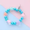 Pulsera Infantil con Colgante de Hebilla, Cuentas de Colores, Cadena para Teléfono con Forma de Corazón, Adorno de Cuentas, Llavero para Mochila, Pequeños Accesorios al por Mayor