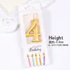 Pacote com 50 Velas Douradas com Números para Decoração de Bolo de Aniversário, Enfeites para Mesa de Sobremesa de Festa de Primeiro Aniversário Infantil
