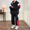 Nueva ropa de otoño para hombre: conjunto casual de dos piezas para hombre: sudadera con capucha de punto holgada de manga larga y pantalones deportivos rectos