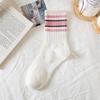 Calcetines deportivos de algodón a rayas blancas de estilo japonés para mujer, calcetines de primavera y otoño, moda de Internet, estilo coreano popular, medias de exterior.