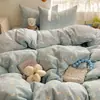Conjunto de Roupa de Cama de Gaze Dupla Toque Nuvem Classe A Quatro Peças Nova Capa de Edredom Estilo Pastoral Fronha Conjunto de Três Peças para Dormitório Estudantil