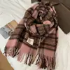 Bufanda de Invierno para Mujer, Chal Versátil, Doble Uso, con Borlas, Cuadros, Doble Cara, Estilo Coreano, Engrosada, Cálida, Imitación Cachemira, Bufanda Larga