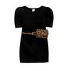 Vestido de verano estilo coreano para niñas, falda lápiz de manga corta a rayas de color liso con riñonera con estampado de leopardo, para comercio exterior transfronterizo
