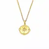 Colar Feminino Ins Francês Nicho Moda Retrô Estrela e Lua Coração Titânio Aço 18K Zircônia Incrustada Pingente Atacado