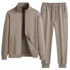 Conjunto Deportivo de Punto para Hombres y Mujeres, Conjunto Deportivo Casual con Cuello Alto, Sudadera con Cremallera, Set de Dos Piezas con Felpa Interior, Tallas Grandes, Pantalones Deportivos