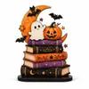 Adornos de escritorio de madera con temática de Halloween lindos y transfronterizos, con forma de calabaza, para repisa de ventana del hogar y decoraciones navideñas