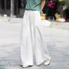 Pantalones Anchos de Algodón y Lino de Cintura Alta para Mujer, Nueva Colección Primavera, Verano y Otoño, Corte Recto, Color Sólido, Corte Holgado, Versátiles, Adelgazantes, Pantalones Casuales