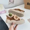 Tênis de Inverno Estilo Coreano Dedo Grande Pão Velcro Forrado com Lã de Cordeiro Sapatos Preguiçosos Slip-On Femininos Xy-A711