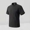 Nova Camisa Masculina de Verão Plus Size com Lapela, Meio Botão, Manga Curta, Mistura de Linho Respirável, Corte Solto Fina