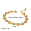 Pulsera de Acero Inoxidable con Diamantes Completos Estilo Europeo y Americano Lujo Ligero Sensación de Alta Gama Pulsera de Acero de Titanio Corazón Dorado de 18 Quilates Joyería de Mano No se Desvanece