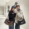 Bolso Bandolera Retro Impermeable de Cuero PU Estilo Japonés y Coreano para Hombre, Bolso Tote Cuadrado Casual de Gran Capacidad, Mochila Pequeña de Viaje para Mujer