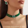 Conjunto de Colar e Brincos de Cristal Geométricos em Forma de Gota de Camada Dupla de Luxo Europeu e Americano Colar de Cristal Colorido da Moda