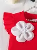 Conjunto de 2 Piezas para Bebé Niña de 0-3 Años Estilo Europeo y Americano, Top sin Mangas de Tirantes de Verano Estilo Europeo y Americano, Falda de Color Liso con Lazo, Adorno