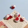 [Rosa Camelia] Material Rojo con Perlas Accesorios Cadena para Teléfono Móvil DIY Dulces Accesorios de Perlas Sueltas Joyería Hecha a Mano
