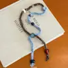 Colar de Puxar de Lã Tricotada com Contas para Mulheres, Corrente de Suéter de Design Único de Nicho, Acessórios Retro Personalizados para Gola Halter