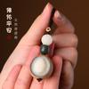 Llavero con colgante de cabeza de Buda Guanyin Maitreya con forma de loto tallado y semilla original de Bodhi, cadena para teléfono móvil, joyería para hombres y mujeres.