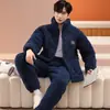 Nuevo Pijama de Invierno para Hombre de Terciopelo Acolchado de Tres Capas Espesado de Franela Conjunto de Ropa para el Hogar Micro-Negocio Casual para el Hogar