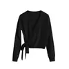 Novedad para Otoño 17/8 Principios de Otoño Suave y Sedoso Cardigan Corto de Punto de Lana con Cinturón y Mangas Largas de Cuello V F1131
