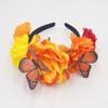 Novo mexicano nupcial férias cabelo banda simulação rosa borboleta grinalda cabeça fivela halloween maquiagem headwear